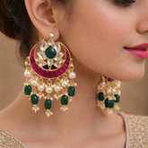 Suhana Kundan Pink Crescent Earrings