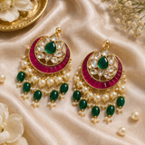 Suhana Kundan Pink Crescent Earrings