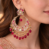 Zyra Ruby Kundan Chandbali Earrings