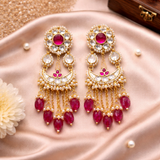 Ruhani Ruby Kundan Chand Earrings