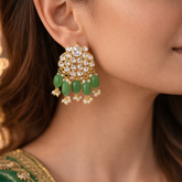 Inaaya Green Kundan Drops