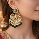 Zyra Royal Green Chand Earrings