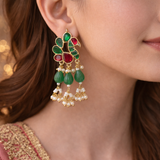 Morni Green Kundan Drop Earrings