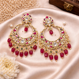Zyra Ruby Kundan Chandbali Earrings