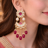 Ruhani Ruby Kundan Chand Earrings